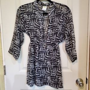 NWOT Sexy Sheer Black And White Coverup